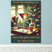 Retro 50s Avoid The Naughty List Christmas Martini キャンバスプリント (インサイチュ (ウッドフロア))