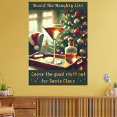 Retro 50s Avoid The Naughty List Christmas Martini キャンバスプリント (インサイチュ (リビング))