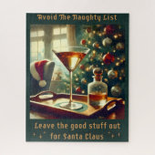 Retro 50s Avoid The Naughty List Christmas Martini ジグソーパズル (縦)