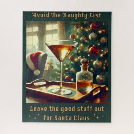 Retro 50s Avoid The Naughty List Christmas Martini ジグソーパズル