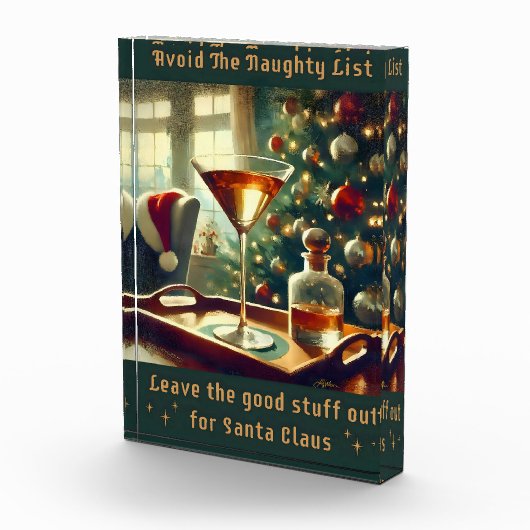 Retro 50s Avoid The Naughty List Christmas Martini フォトブロック (右)