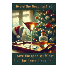 Retro 50s Avoid The Naughty List Christmas Martini フォトプリント