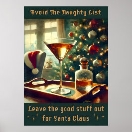 Retro 50s Avoid The Naughty List Christmas Martini ポスター