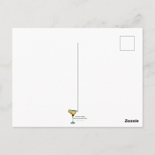 Retro 50s Avoid The Naughty List Christmas Martini ポストカード (裏面)