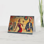 Retro 50s Christmas Eve Bar Last Call Martini カード (正面)