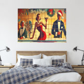 Retro 50s Christmas Eve Bar Last Call Martini キャンバスプリント (インサイチュ (寝室))