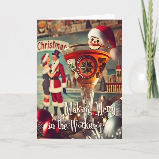 Retro 50s Cocktail Making Merry Christmas Workshop カード (正面)