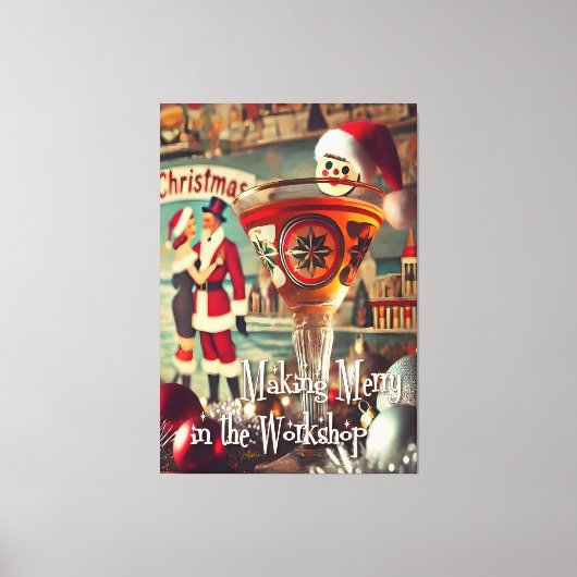 Retro 50s Cocktail Making Merry Christmas Workshop キャンバスプリント (正面)