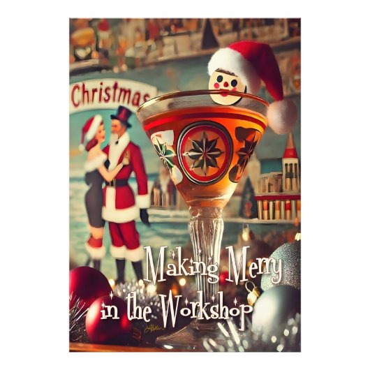 Retro 50s Cocktail Making Merry Christmas Workshop フォトプリント (正面)