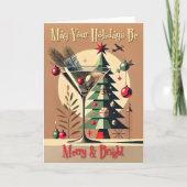 Retro 50s Jet Set Christmas Tree Martini カード (正面)