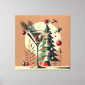 Retro 50s Jet Set Christmas Tree Martini キャンバスプリント (正面)