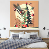 Retro 50s Jet Set Christmas Tree Martini キャンバスプリント (インサイチュ (寝室))