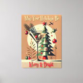 Retro 50s Jet Set Christmas Tree Martini キャンバスプリント (正面)
