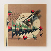 Retro 50s Jet Set Christmas Tree Martini ジグソーパズル (横)