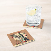 Retro 50s Jet Set Christmas Tree Martini スクエアペーパーコースター (インサイチュ)