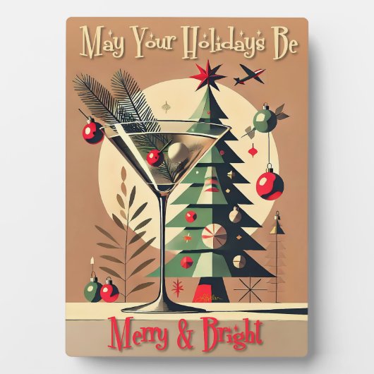 Retro 50s Jet Set Christmas Tree Martini フォトプラーク (正面)