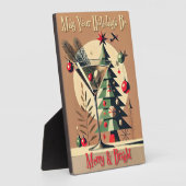 Retro 50s Jet Set Christmas Tree Martini フォトプラーク (側面)
