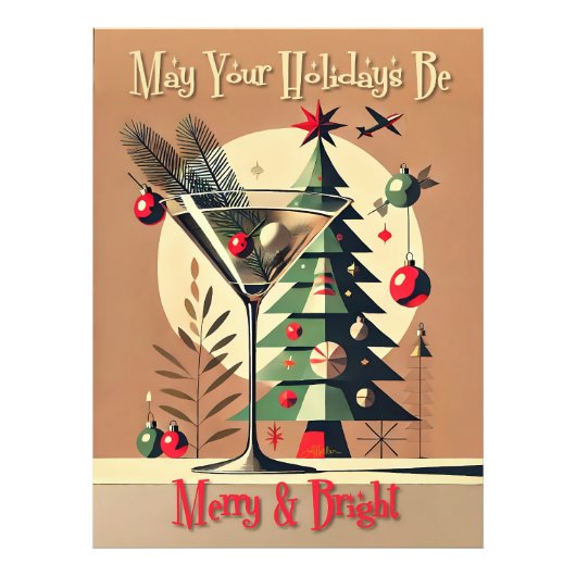 Retro 50s Jet Set Christmas Tree Martini フォトプリント (正面)