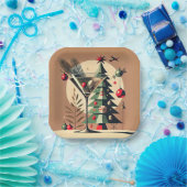 Retro 50s Jet Set Christmas Tree Martini ペーパープレート (パーティー)