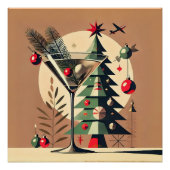 Retro 50s Jet Set Christmas Tree Martini ポスター (正面)