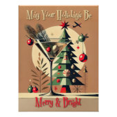 Retro 50s Jet Set Christmas Tree Martini ポスター (正面)