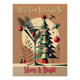 Retro 50s Jet Set Christmas Tree Martini ポスター