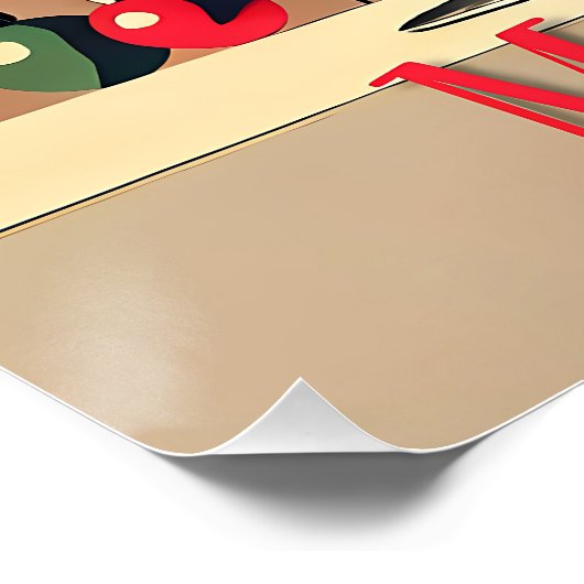 Retro 50s Jet Set Christmas Tree Martini ポスター (コーナー)