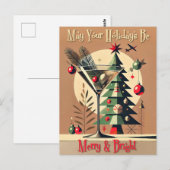 Retro 50s Jet Set Christmas Tree Martini ポストカード (正面/裏面)