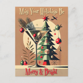 Retro 50s Jet Set Christmas Tree Martini ポストカード