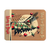 Retro 50s Jet Set Christmas Tree Martini マグネット (横)