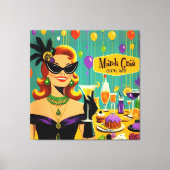 Retro 50s Mardi Gras Cocktail Party キャンバスプリント (正面)