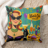 Retro 50s Mardi Gras Cocktail Party クッション (ブランケット)
