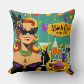 Retro 50s Mardi Gras Cocktail Party クッション (正面)