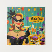 Retro 50s Mardi Gras Cocktail Party タペストリー (正面)