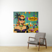 Retro 50s Mardi Gras Cocktail Party タペストリー (インサイチュ(横))