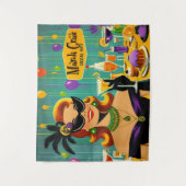 Retro 50s Mardi Gras Cocktail Party タペストリー (正面)