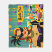 Retro 50s Mardi Gras Cocktail Party フリースブランケット (正面)