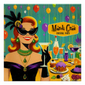 Retro 50s Mardi Gras Cocktail Party ポスター (正面)