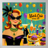 Retro 50s Mardi Gras Cocktail Party ポスター (正面)