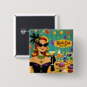 Retro 50s Mardi Gras Cocktail Party 缶バッジ (正面&裏面)