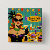 Retro 50s Mardi Gras Cocktail Party 缶バッジ (正面)