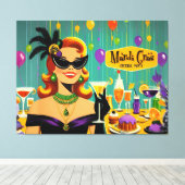Retro 50s Mardi Gras Martini Cocktail Party キャンバスプリント (インサイチュ (ウッドフロア))