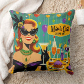 Retro 50s Mardi Gras Martini Cocktail Party クッション (ブランケット)
