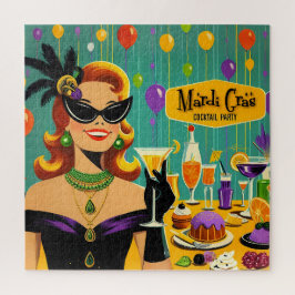 Retro 50s Mardi Gras Martini Cocktail Party ジグソーパズル
