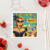 Retro 50s Mardi Gras Martini Cocktail Party スタンダードカクテルナプキン (インサイチュ)