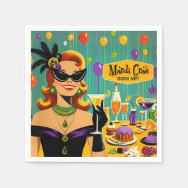 Retro 50s Mardi Gras Martini Cocktail Party スタンダードカクテルナプキン