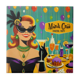 Retro 50s Mardi Gras Martini Cocktail Party タイル