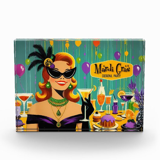 Retro 50s Mardi Gras Martini Cocktail Party フォトブロック (正面)