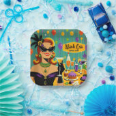 Retro 50s Mardi Gras Martini Cocktail Party ペーパープレート (パーティー)