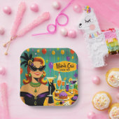 Retro 50s Mardi Gras Martini Cocktail Party ペーパープレート (パーティー)